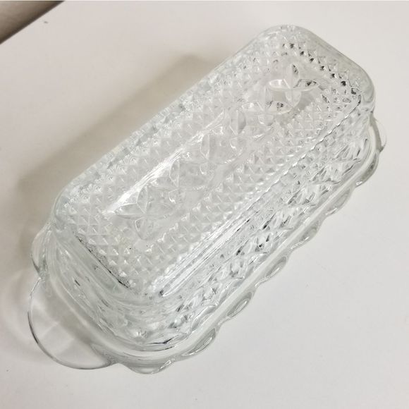 Vintage Covered Butter Dish Butter Keeper Wexford Pattern Anchor Hocking - Picture 4 of 7